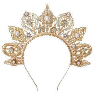 Elegant Gold Sun Goddess Tiara Headband